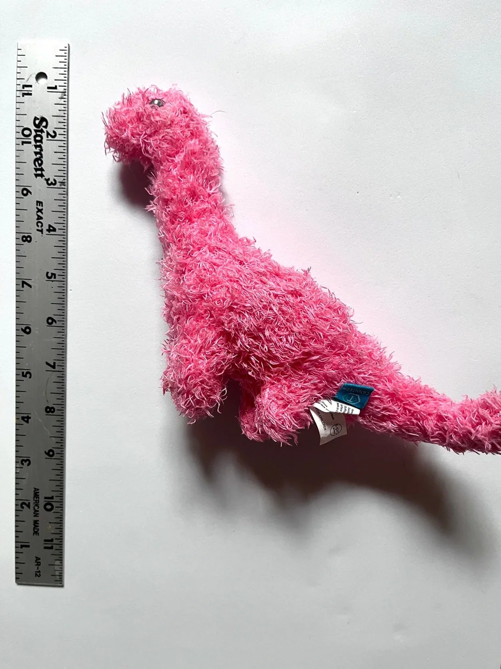 Dog Chew Toy- Pink Fuzzy Dinosaur Plush Toy- Rosewood CannTech Tough Chewer!